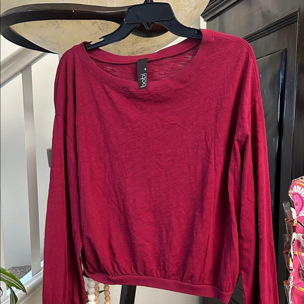 bobi Women's Burgundy Long Sleeve Top